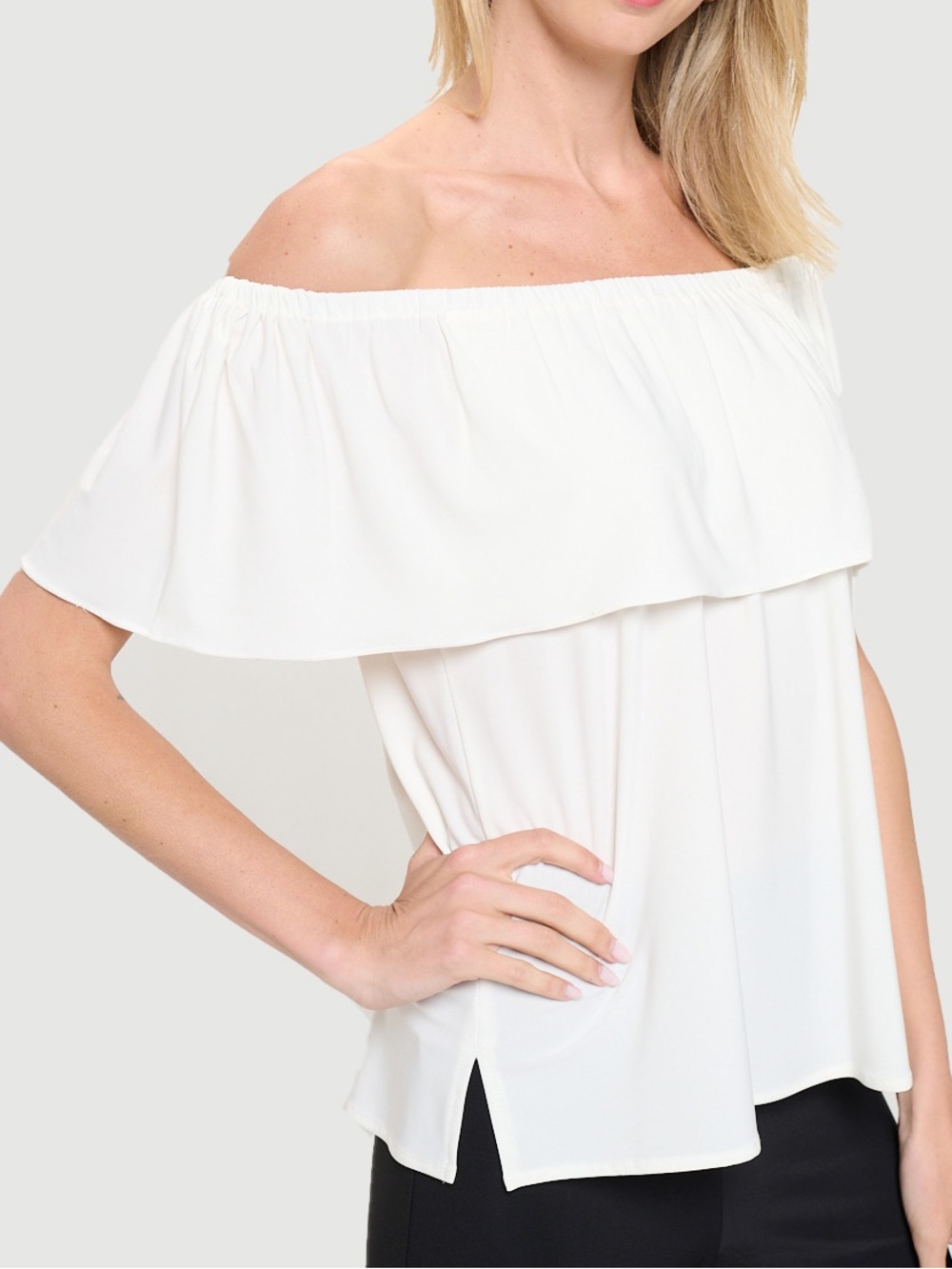 LA Hearts White Off-Shoulder Ruffle Top